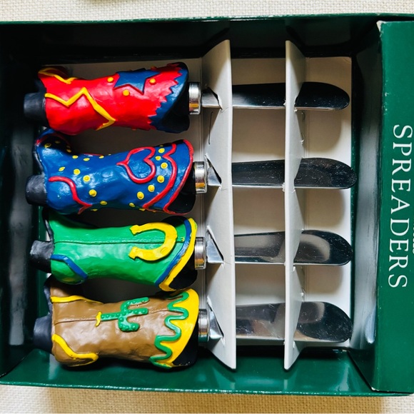 Cowboy Boots Spreader Vintage 1995, Set of 4 - Picture 2 of 2